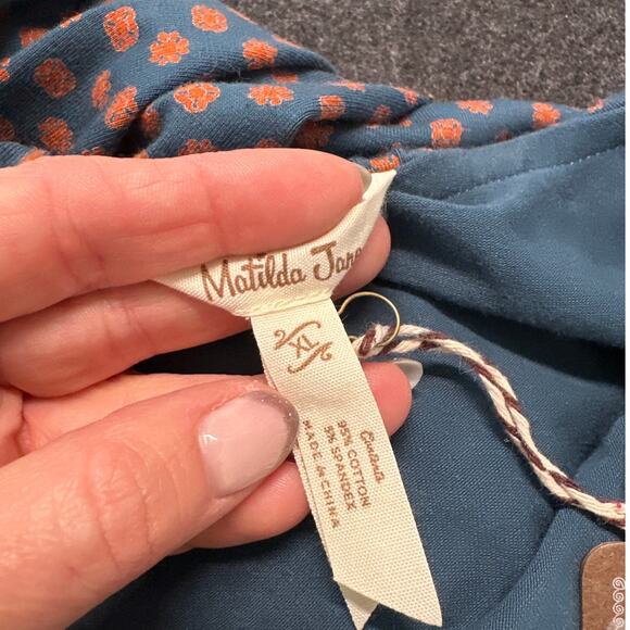 Matilda Jean Women's Teal and Orange Reunion Wrap Ruffle Dress, Size XL, NWT - Picture 5 of 6